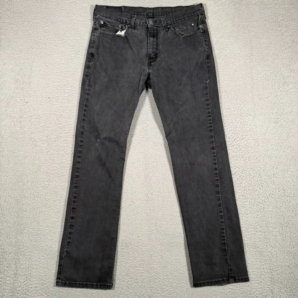 Levis Jeans Mens 32x30 Black 514 Straight Fit Denim Casual Preppy Workwear Logo